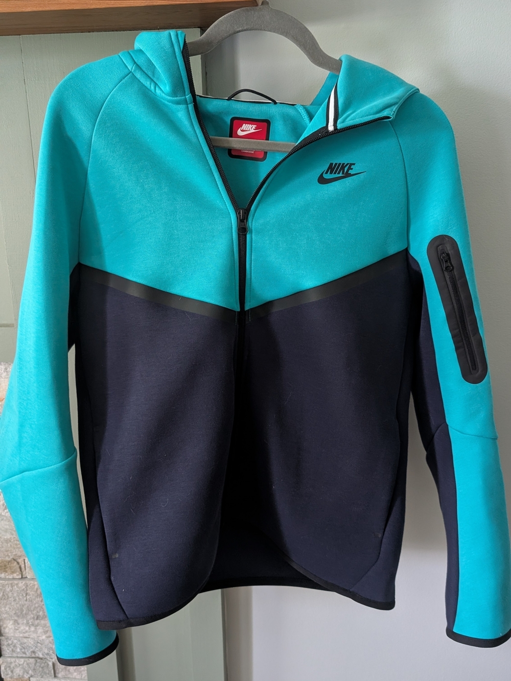 Nike Youth XL Teal and Black Tech Fleece Full Zip Hoodie